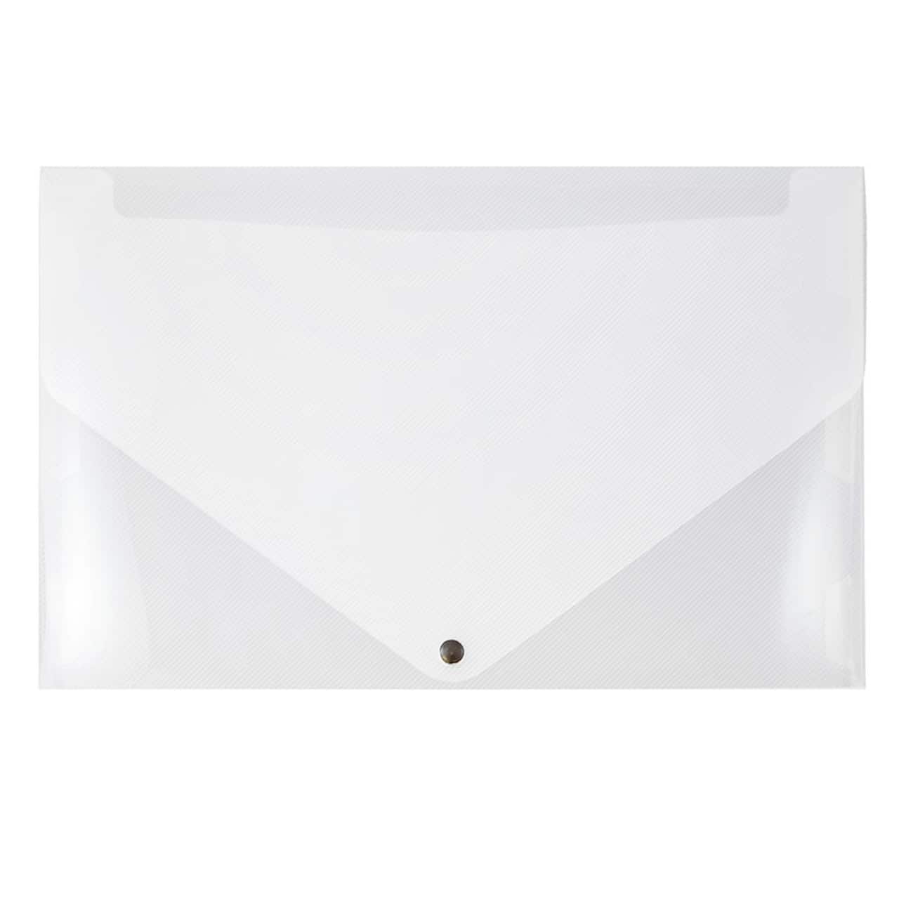 JAM Paper Clear 11" x 17" Snap Closure Plastic Portfolio